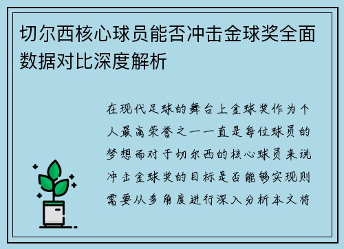 切尔西核心球员能否冲击金球奖全面数据对比深度解析